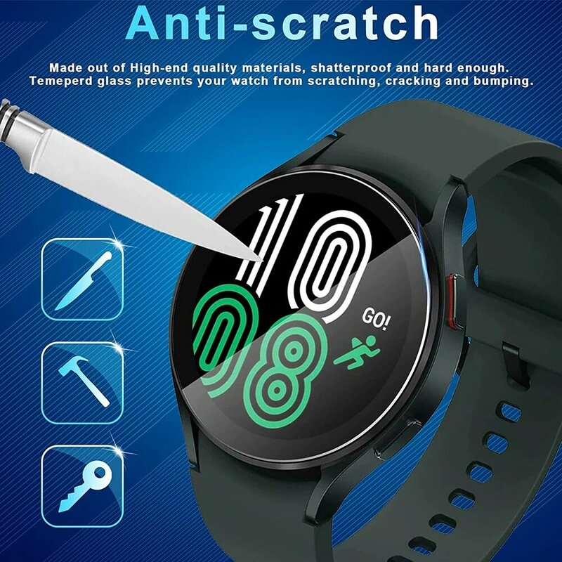 Filme de vidro temperado anti-risco para Samsung Galaxy Watch, protetor de tela cheia, 45mm, 40mm, 44mm, 1 pc, 2 pcs, 3 pcs, 4 pcs, 5pcs