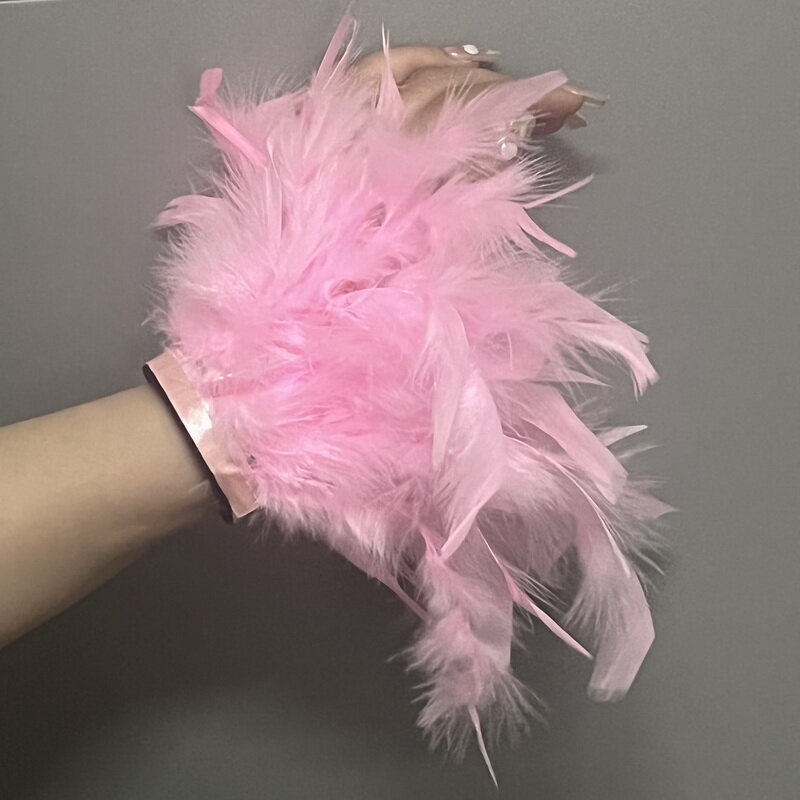 Ostrich Feather Cuff for women Feather cuffs for wrist Elegant feather snap bracelet nail photo cuffs Shirts cuffs with feather