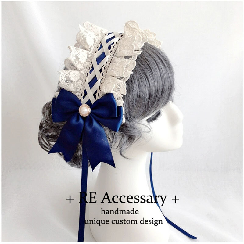 Lolita hair accessories girl lace ribbon Headband Japanese style sweet and cute anime accessories