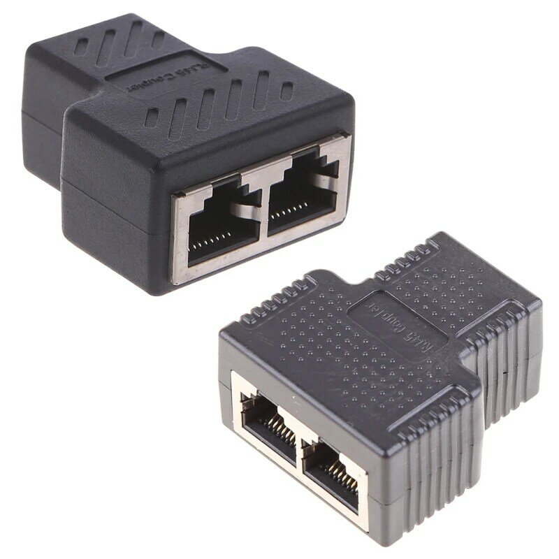 Adaptador conectores divisor rj45, extensor acoplador rj45 fêmea 1 a 2 fêmea lan eth plug soquete conector emenda