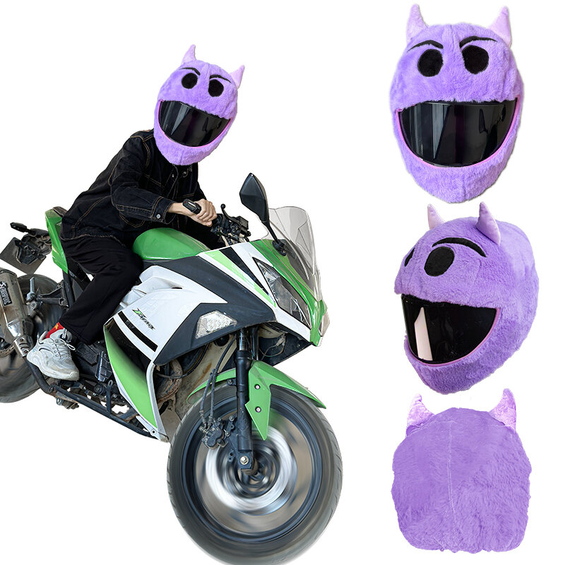 Motorcycle Helmet Cover Plush Head Cover Cute Cartoon Personality Protective Cover Without Helmet