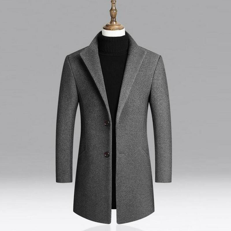 Casaco longo de lã masculino, monocromático, quebra-vento casual, roupa de negócios, novo, outono e inverno