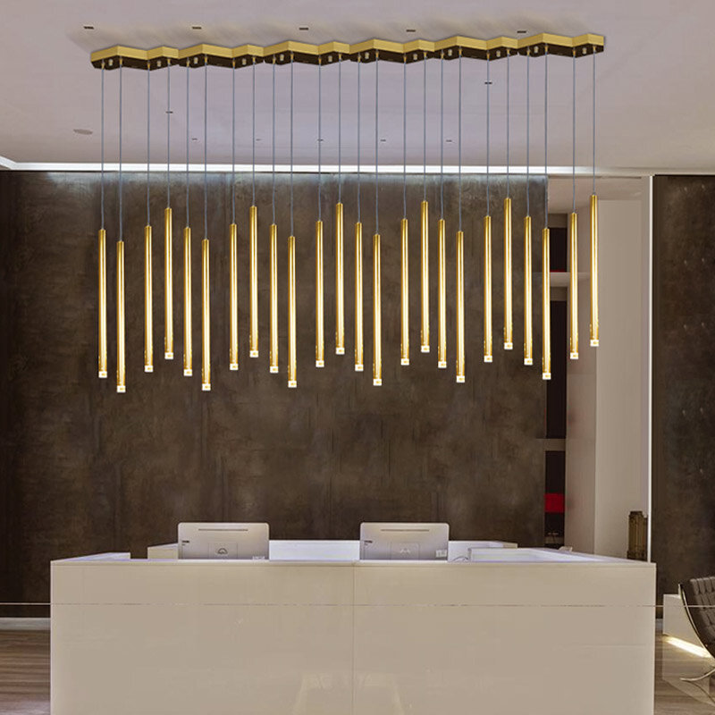 ใหม่ห้องรับประทานอาหารโคมไฟระย้า LED โมเดิร์น Nordic Gold Combinable โคมระย้าห้องนั่งเล่นตกแต่งบ้าน Bar