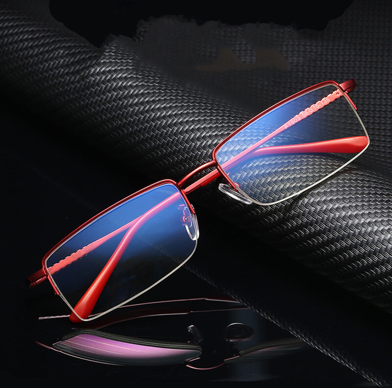 Kacamata baca ultra ringan pria dan wanita, kacamata baca kualitas tinggi bahan Aloi semi-rim persegi panjang Anti lelah 1 2 3 hingga 4