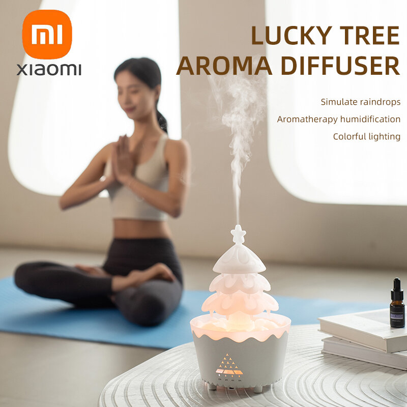 2024 New Xiaomi Raindrop Aromatherapy Machine Bedroom Desktop Office Home Silent Heavy Mist Colorful Night Light Humidifier