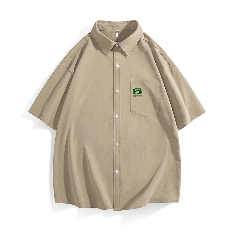 Camisa sencilla para hombre, Camisa cómoda y transpirable que combina con todo, diseño "S"