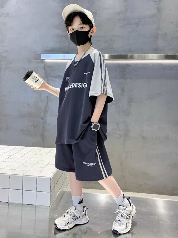 Teenage Boy Clothes Set Summer Children Girls Gradient Tshirt and Shorts 2pcs Suit Kid Short Sleeve Top Bottom Outfits Tracksuit