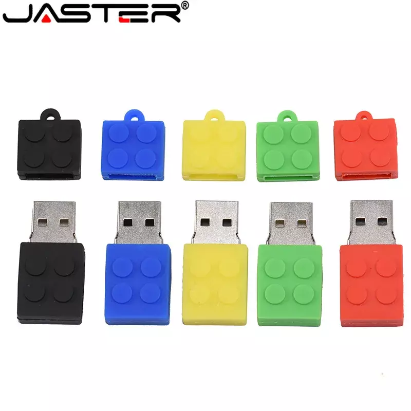 JASTER-Toy Brick Flash Drive para Crianças, Silicone Building Block, Pen Drive, Real Capacity USB Stick, Presente, USB 2.0, 32GB, 64GB