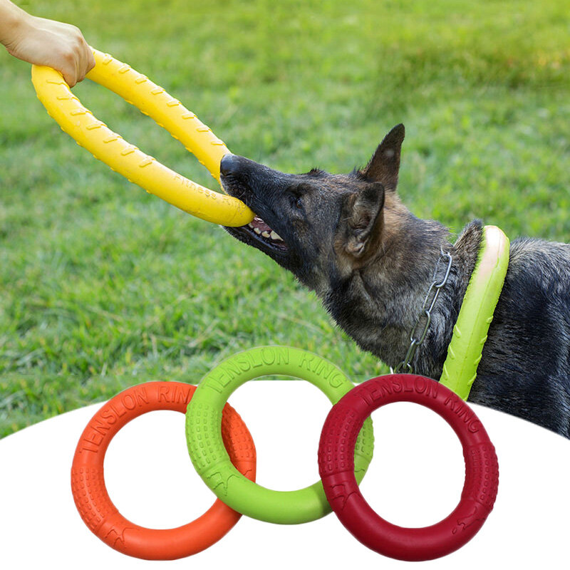 Mainan anjing peliharaan Flying Disk pelatihan cincin penarik anti-gigit mengambang persediaan interaktif mainan anjing mengunyah agresif