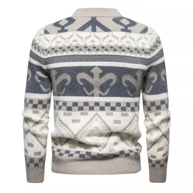 Suéter informal de visón de imitación para hombre, suéter de punto cálido, suave y cómodo, a la moda, nuevo