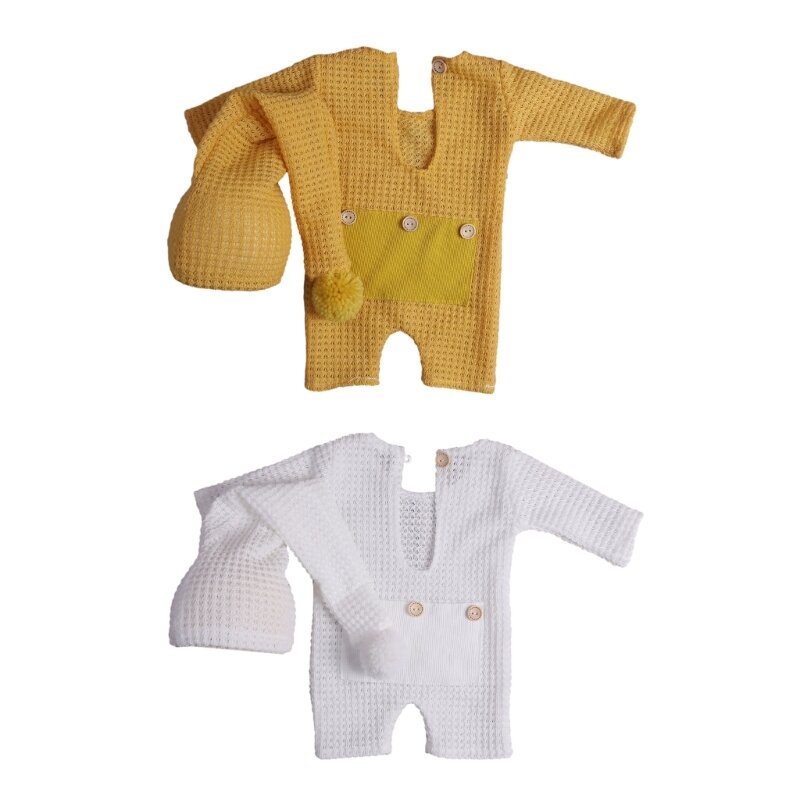 RIRI Neugeborenen-Strampler-Set, Baby-Overall mit Mütze, Set für Neugeborene, Fotosession, Outfit, perfekt für Baby-Taufe und