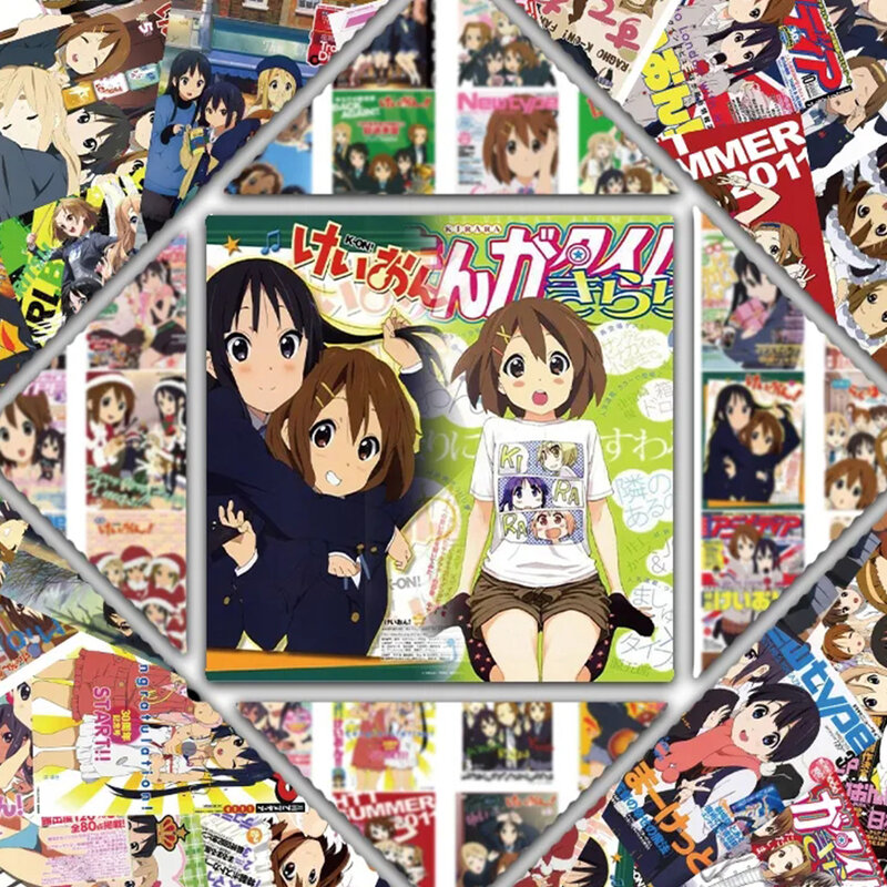 Anime K ON Cartaz Adesivos, Meninas Dos Desenhos Animados Kawaii Adesivo, Decoração Do Telefone, Garrafa De Água, Caderno, Diversão Decalques Graffiti, 10 Pcs, 30 Pcs, 60Pcs