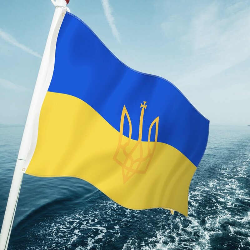 90*150cm bandeira da ucrânia bandeira nacional com emblema banner escritório atividade desfile festival decoração para casa ucrânia país bandeira