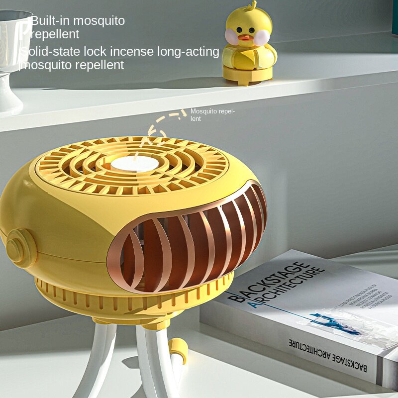 Ventilador recarregável portátil do polvo com luz, mini ar condicionado, carrinho de bebê, novo, 2024