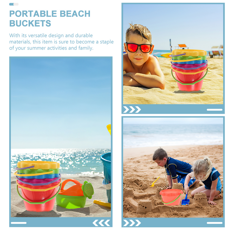 Balde de brinquedo de praia para crianças, água, areia ferramenta, sandbox, jogando pinos, criança, 6 pcs