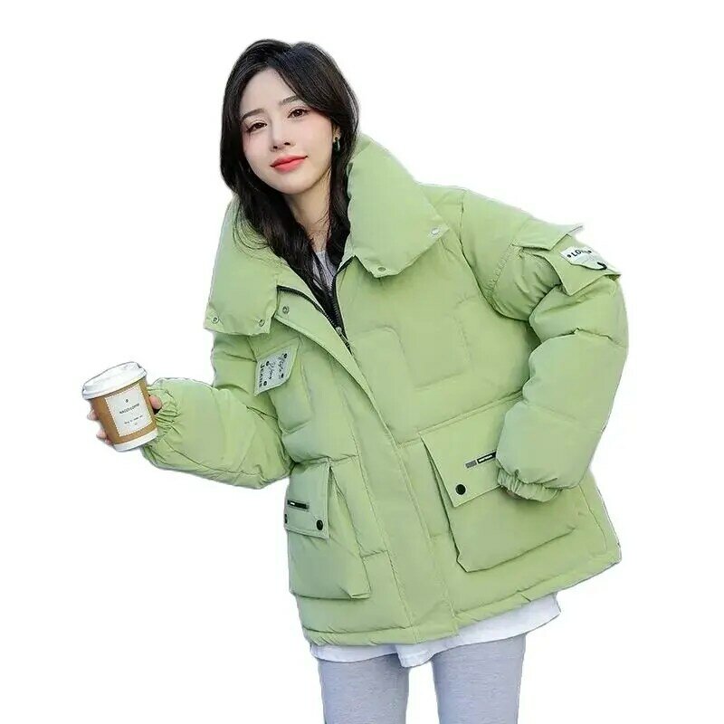 Winter 2023 New Down Cotton-Padded Jacket Women's Comfort Overcoat Short Loose Joker Zipper Leisure Trend Pocket Outerwear