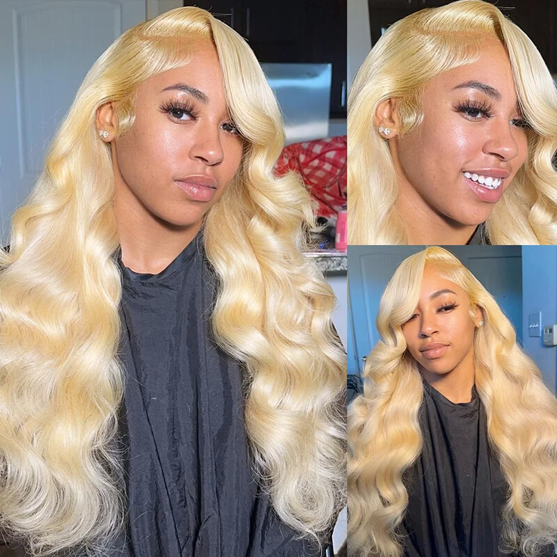 Perruque Lace Front Wig Body Wave brésilienne Remy, cheveux naturels, blond miel 613, 13x4, 13x6, transparent HD, pour femmes