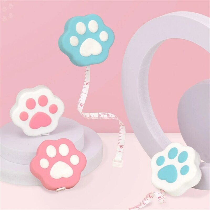Cute Portable Cat Paw Tape Rulers Cartoon Body Measuring Tools Small Kawaii Soft Flexibl Ruler School Student Supplies Gifts