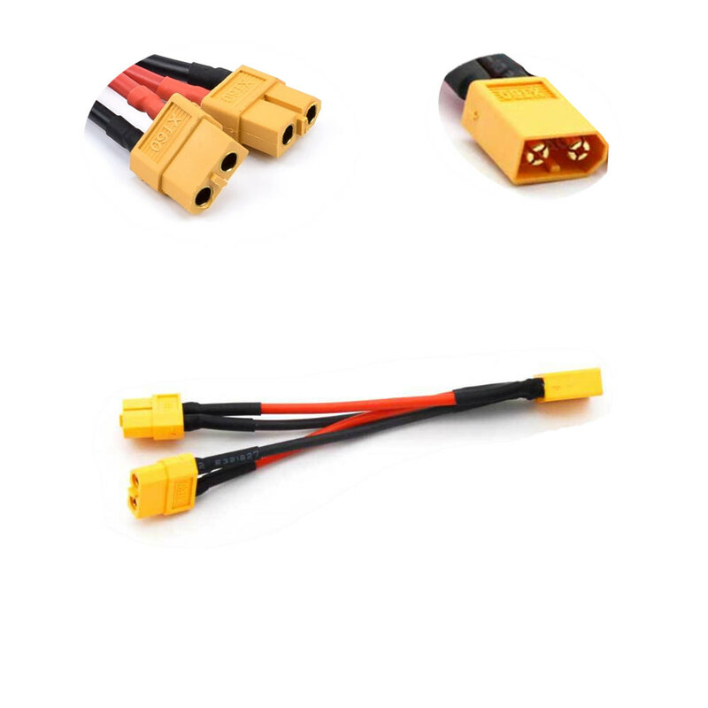 100mm T Plug/XT60/XT30 Parallel Battery Connector Cable Male/Female Dual Extension Y Shape 14/18AWG Silicone Wire for RC Drone