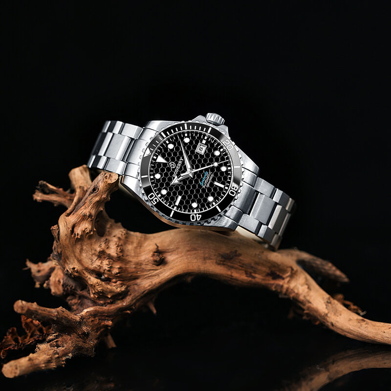Boderry-Reloj de pulsera de titanio para hombre, accesorio masculino de pulsera resistente al agua con mecanismo automático de 100M, complemento deportivo mecánico de lujo