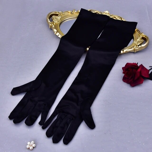 Doymeny  Lady Long Gloves Velvet Tulle Satin Gloves All Colors For Women Bridal Wedding Festival Party Performance Gothic Gloves