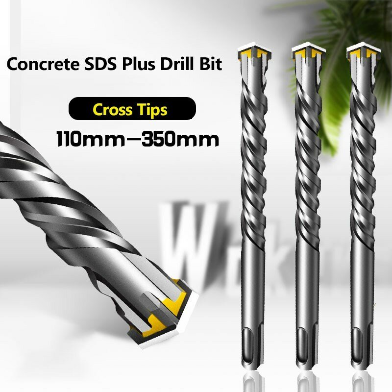 Concrete SDS Plus Drill Bit Cross Tips 4 Cutters 110mm 150 200 350mm500mm Wall Brick Block Electric Hammer Masonry Drilling Bits