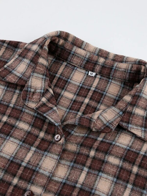 Mnealways18-Chemises à carreaux vintage pour femmes, chemisier vichy pour femmes, haut boutonné, manches longues, printemps 2024