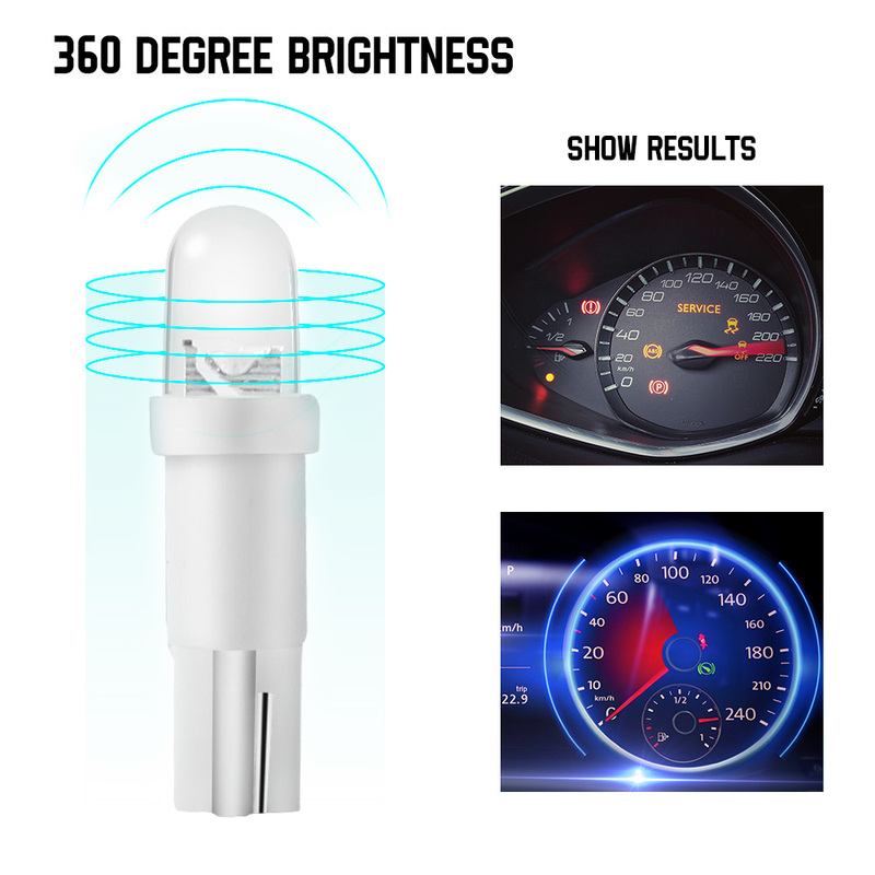 10 sztuk T5 1 LED 12V podświetlenie deski rozdzielczej przyrząd pomiarowy ceramiczny samochód Auto boczna lampa światła klinowego żarówka