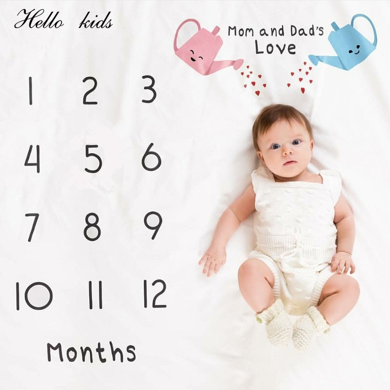 Baby Milestone Background Photo Blanket Infant Photography Backdrop Cloth Kids Photographic Calendar Photo Props Accessories