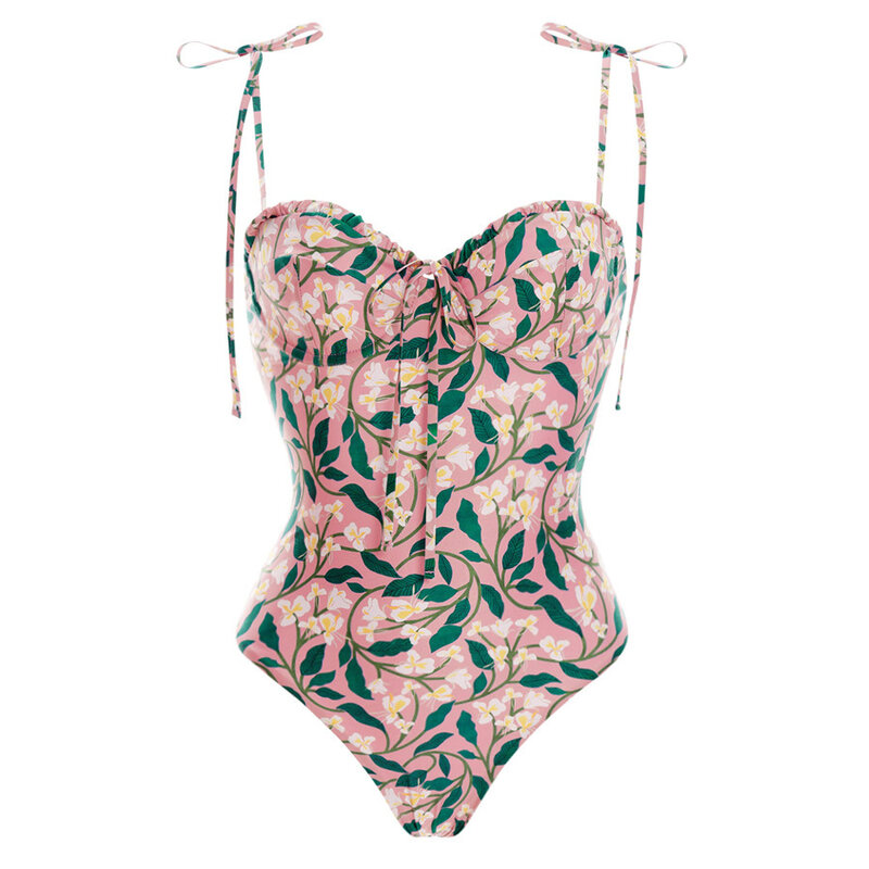Seksowne letnie 2024 nowe 3-częściowe zestaw Bikini Push Up damskie nadruk w stylu Vintage stroje kąpielowe strój kąpielowy Bikini spódnica na plażę garsonka kąpielowy