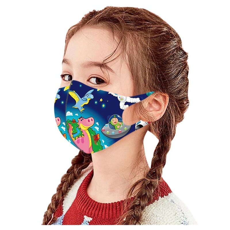 1 BH masker pelindung anak, dapat dipakai ulang tahan angin katun bermotif untuk perjalanan jarak jauh