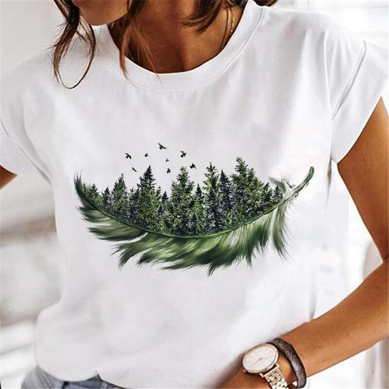 Kobiety Dandelion t-shirty modna odzież ubrania z nadrukami akwarela 90s z krótkim rękawem wiosna lato trójnik żeński graficzny Tshirt