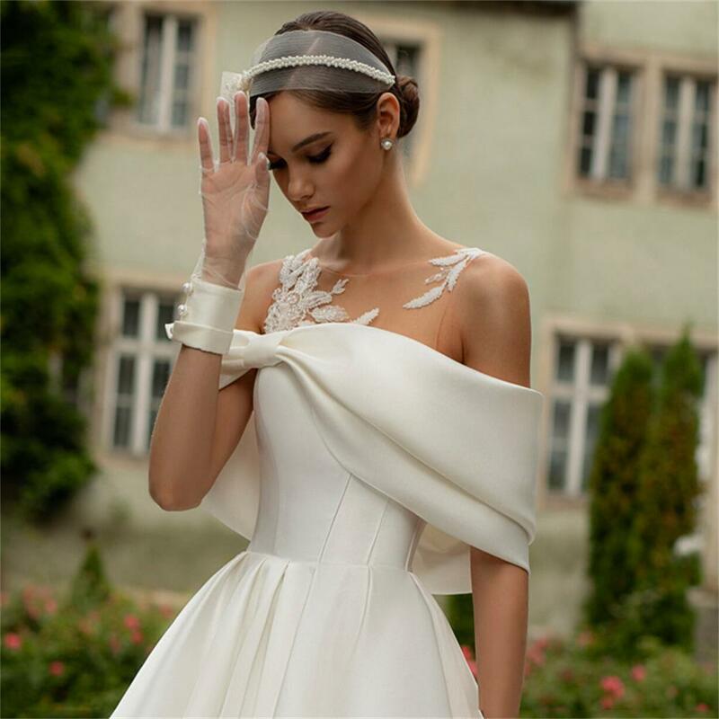 Custom Made Off The Shoulder Wedding Dresses Modern Robes 2024 New Minimalist Bohemian Princess Mopping Length Vestidos De Novia