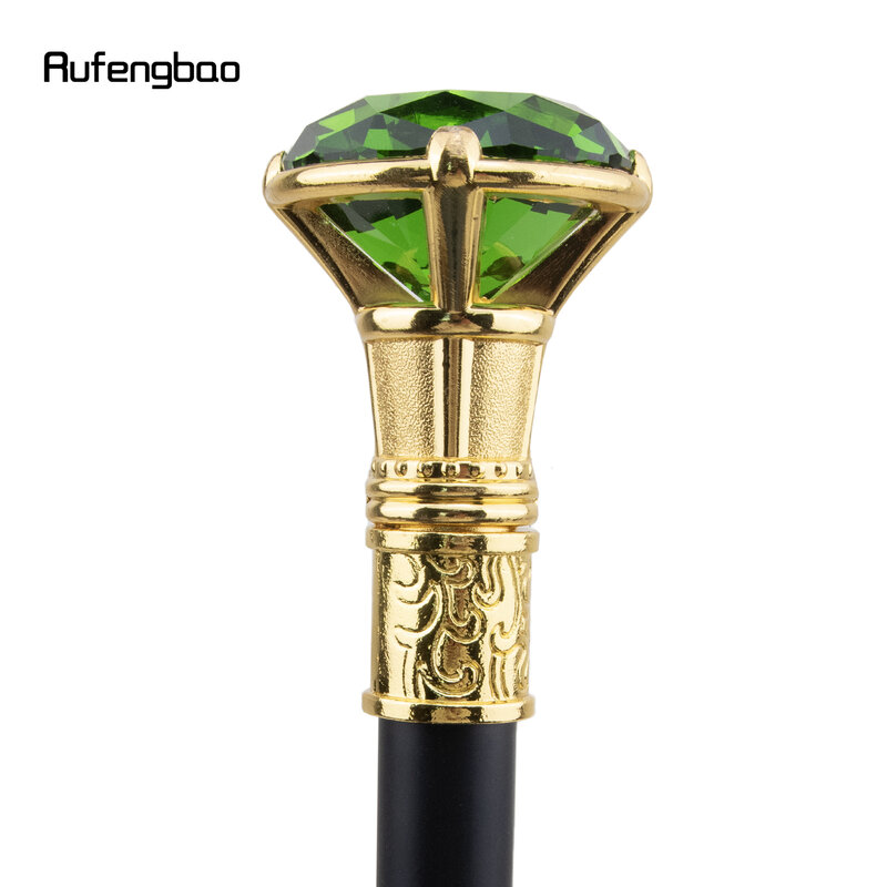 Green Diamond Type Golden Walking Cane Fashion Decorative Walking Stick Gentleman Elegant Cosplay Cane Knob Crosier 93cm