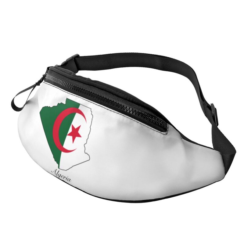 حقيبة صدر متقاطعة للرجال والنساء ، حقائب قطري تمثال نصفي ، خريطة علم الجزائر ، شارع ميرش