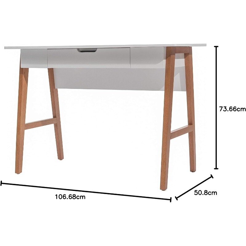 Nathan James Jacklyn Modern Home Office Writing Desk, White/Brown