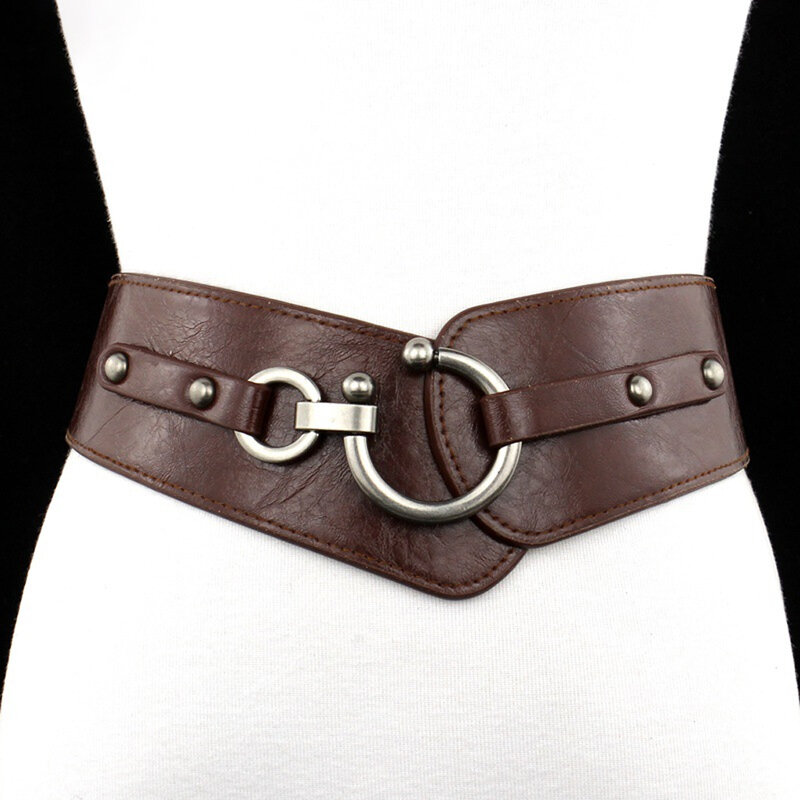 Cinturón de Estilo Vintage para mujer, corsé ancho de cuero PU, cinturones de cintura para vestido, decoración de banquete de fiesta, accesorio de ropa