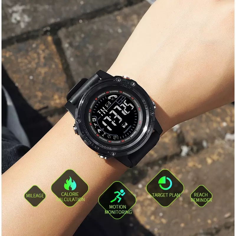 Часы SMAEL Мужские Цифровые, спортивные брендовые водонепроницаемые в стиле милитари, с Bluetooth, с напоминанием о калориях и телефоне