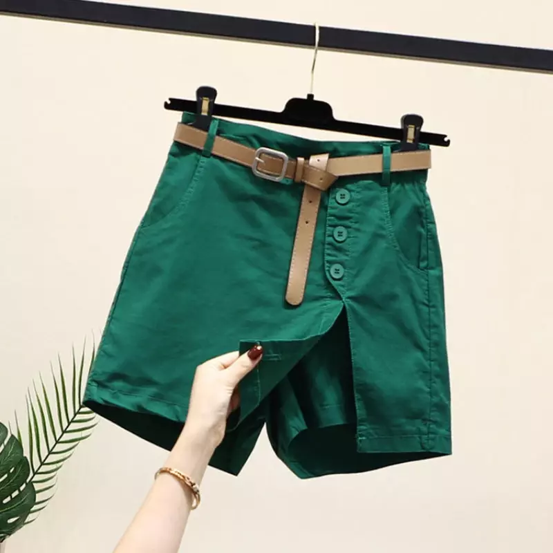 Pantaloncini Harajuku per le donne moda sciolto Design semplice solido stile coreano College estate tutto-fiammifero nuovo Mini bottone fessura anteriore