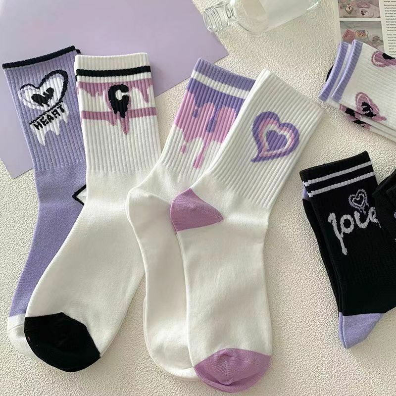 Love Cotton Socks Korean Harajuku English Letter Embroidery Kawaii Funny Socks Hip Hop Happy Skateboarding Team Sokken Socks