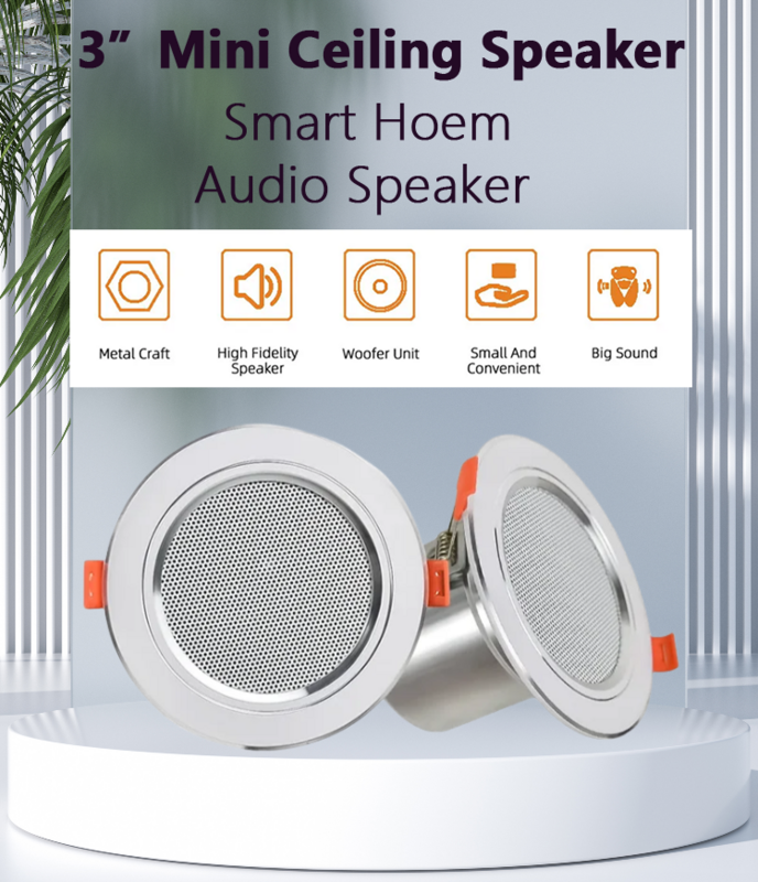 3 Inch 10W Ceiling Speaker Background Music System Bathroom Moisture-proof Aluminum Fashion Good Sound Quality Loundspeaker