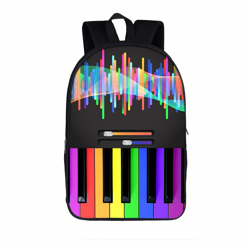 Ransel buku anak laki-laki perempuan, tas punggung sekolah catatan musik/Piano untuk remaja