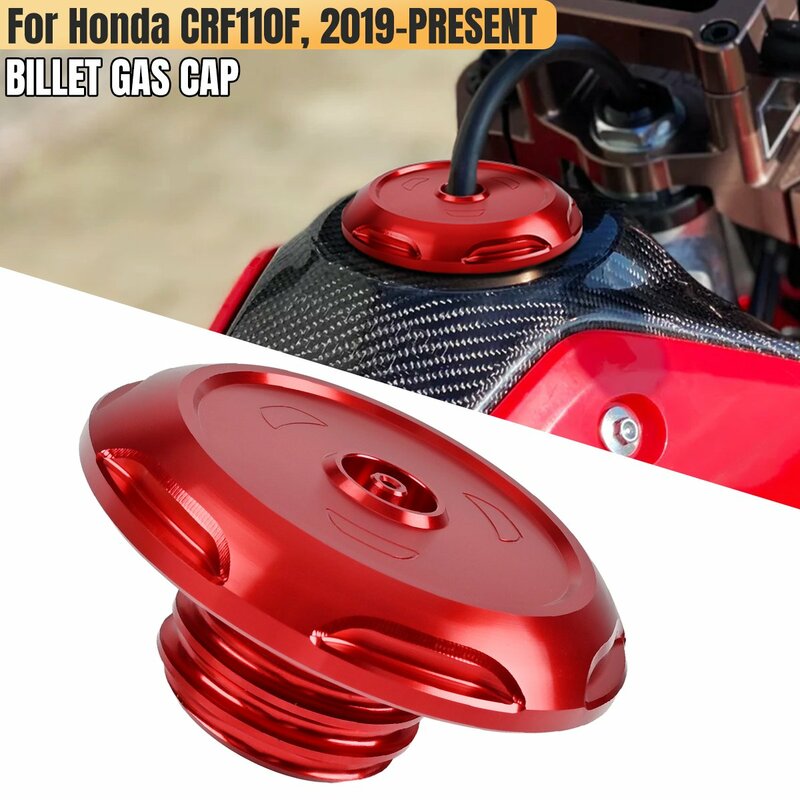 Motocicleta Billet Gás Cap, Motor Fuel Tank Cover Kit, Modificação Peças de reposição, Acessórios para Honda CRF110F, 2013-agora, 2019