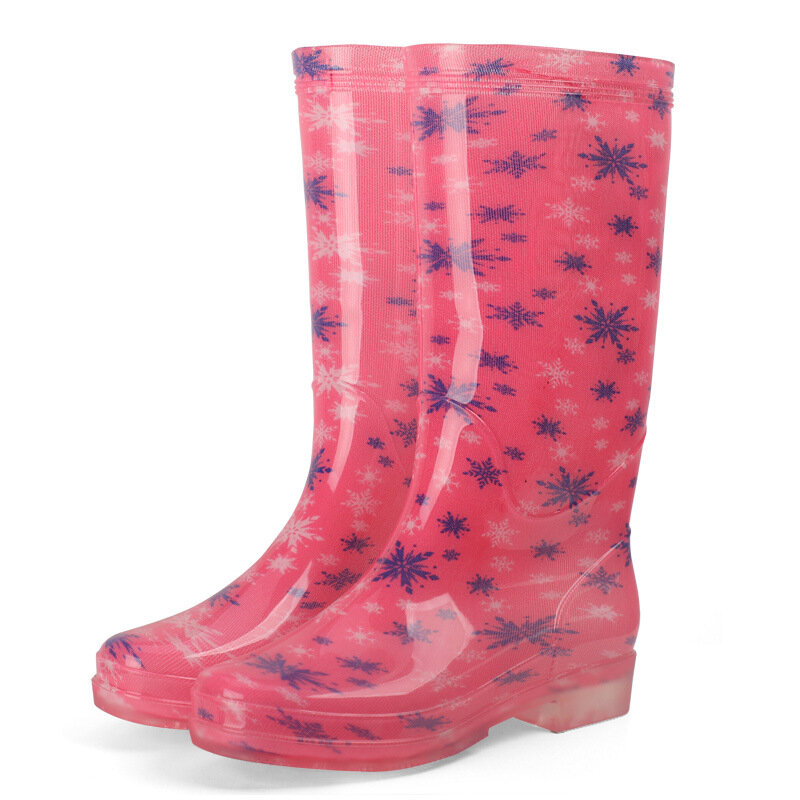 PVC Rain Boots for Female Adults Anti Slip Wear-resistant Fashionable  Rain Shoes  Water Shoes Botas De Lluvia  Botas De Mujer