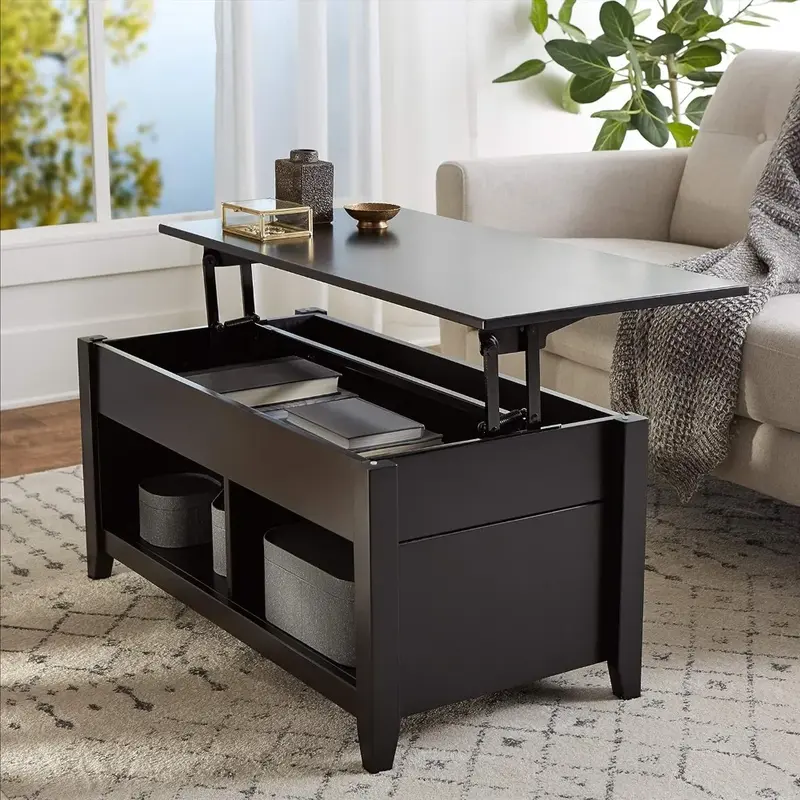 40 in x 18 in x 19 in Esstisch serviert Kaffee schwarz Lift-Top-Lagerung rechteckigen Couch tisch Wohnzimmer Möbel Tische