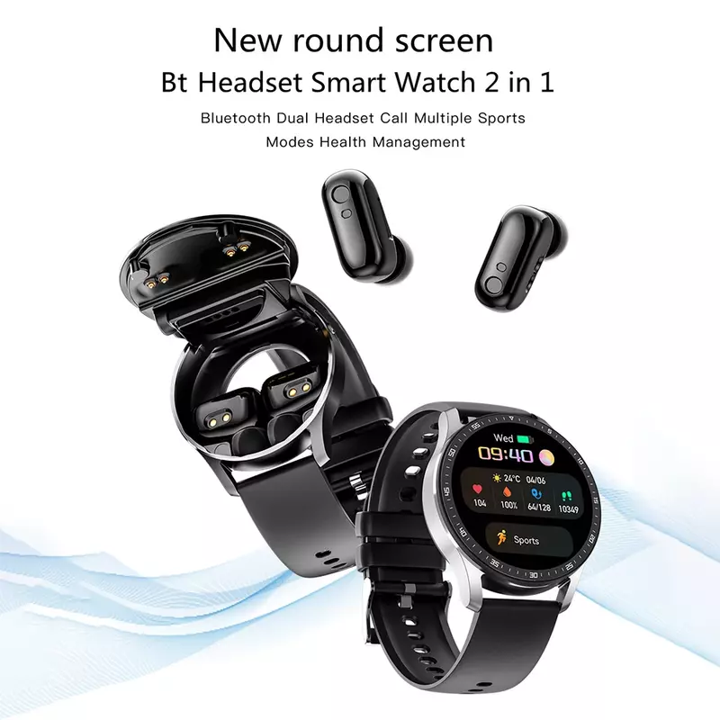 X7 Headset Smart Watch TWS Two In One Wireless Bluetooth Dual Headset Call Health Blood Pressure Sport Music Smartwatch