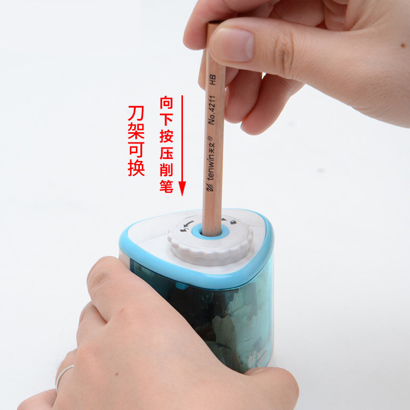 Автоматическая точилка для карандашей Tenwin, портативная электрическая/ручная точилка для карандашей 2 в 1, автоматическая точилка для карандашей, канцелярские принадлежности для детей и взрослых