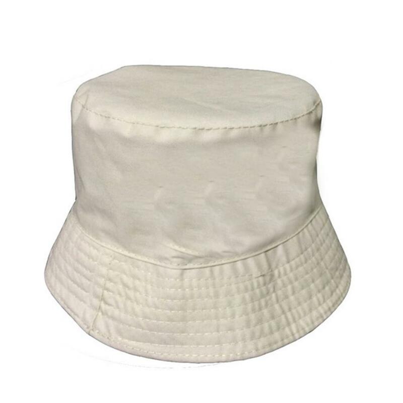 Unisex Bucket Cap Solid Color Coconut Tree Flat Top Cotton Fisherman Sun Hat For Vacation