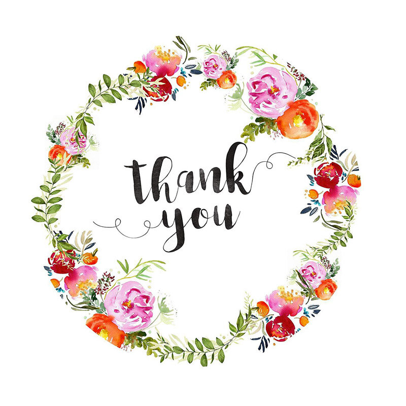 50pcs/wad Flower Thank You Series Round Sticker Seal Labes 1inch Mutifunction DIY Decorative Gift Package Labels For Baking