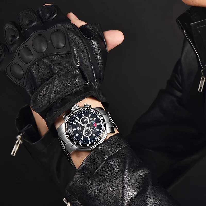 PAGANI marka kwarcowe zegarki męskie ze stali nierdzewnej Top luksusowy zegarek mężczyźni chronograf zegar sportowy zegarek geneva